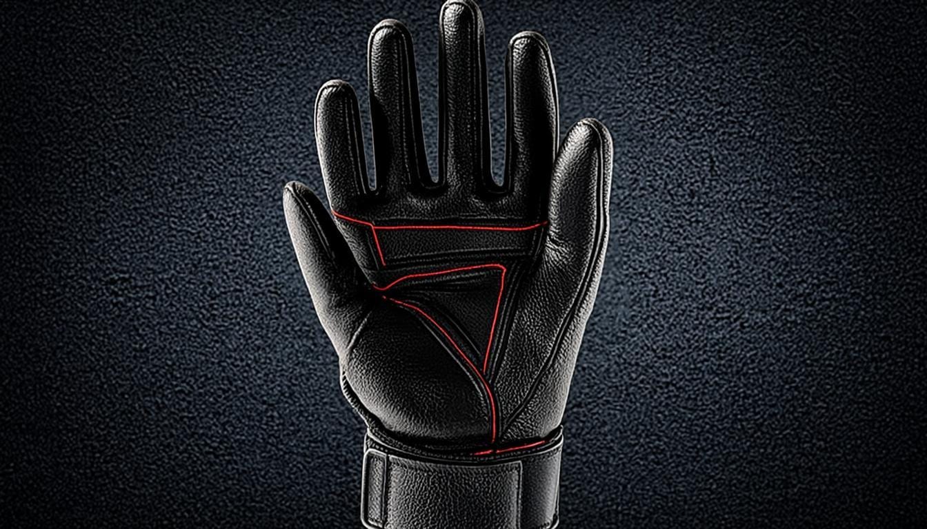Black V7 impact training gloves with red stitching